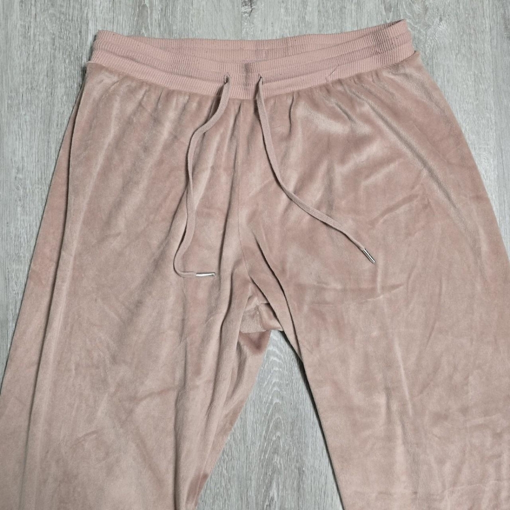Juicy Couture Velour Track Pants Sleepwear Pink Peach Colored Sparkle Spellout - Picture 6 of 6